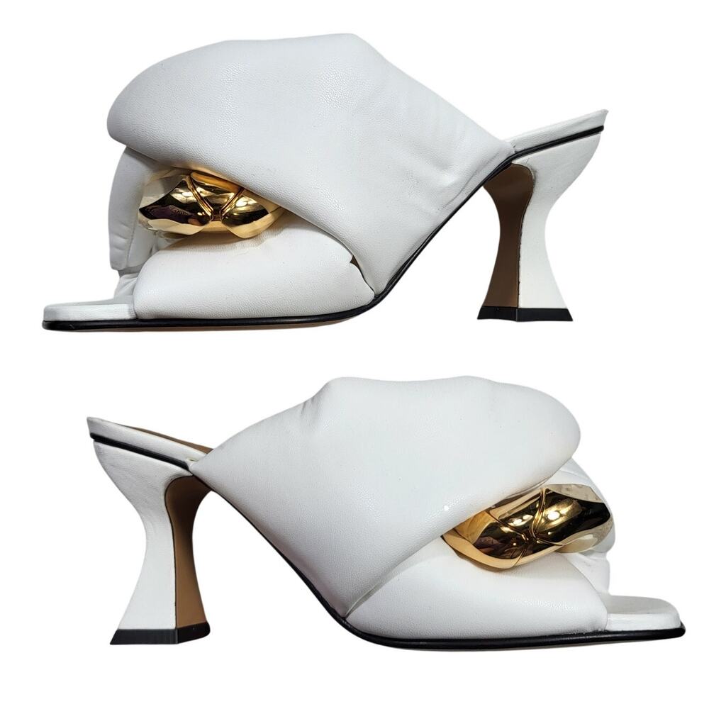 NEW JW Anderson women's white leather chain-link heel mule sandals size 36 US 6